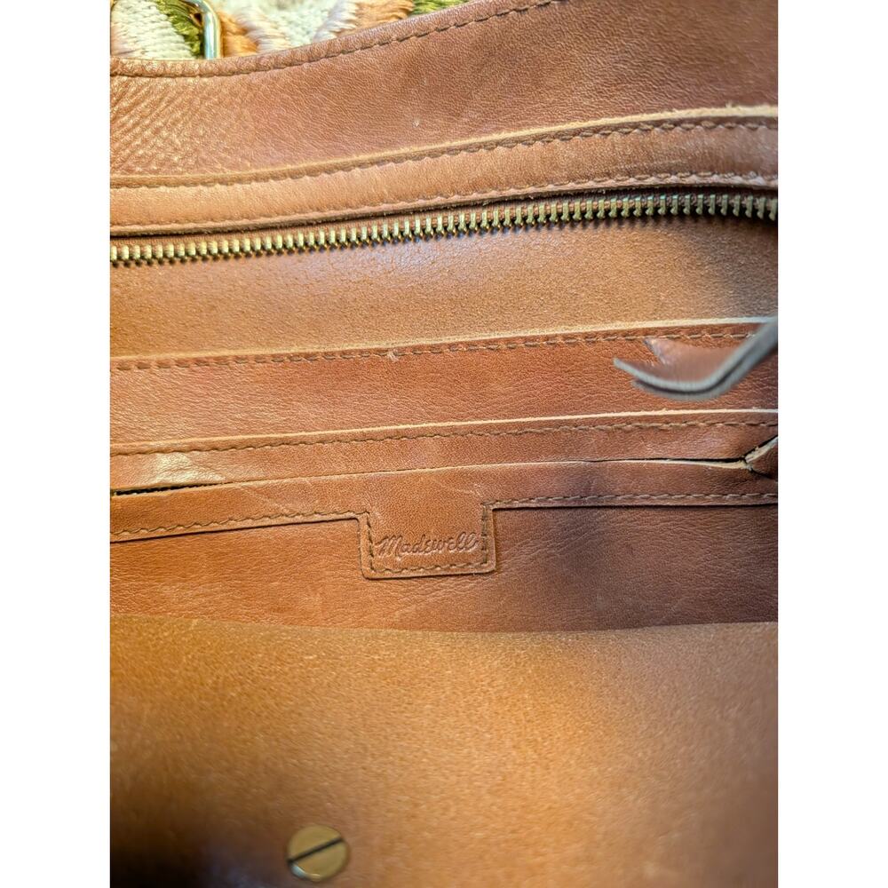 Madewell Leather Crossbody Bag Cognac Brown Adjustable Woven Strap Medium - Picture 8 of 13